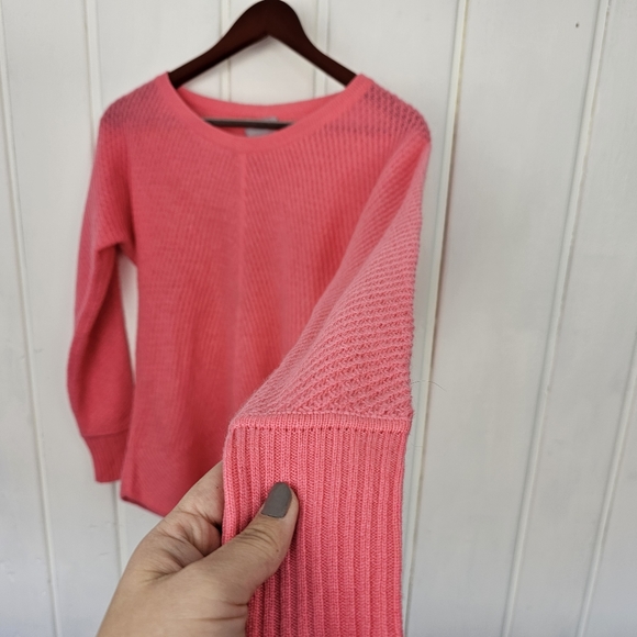 Pure Collection 100% Cashmere Knit Crochet Peach Long Sleeve Sweater sz US 2 - Picture 9 of 10